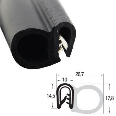 DS2 - PVC/ EPDM Kantenschutz Dichtungs Profil Gummi Dichtung seitlich - Klemmbereich