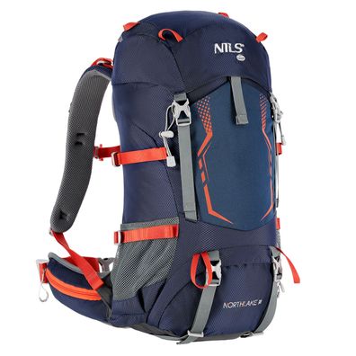 Trekkingrucksack NILS CAMP Northlake NC1993 30L+10 Marineblau, Regenhülle