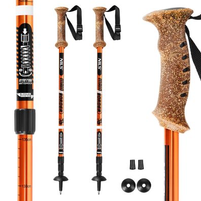 Trekkingstöcke NILS Extreme TK696 Alu 3-teilig 65-135 cm Anti-Shock Korkgriff