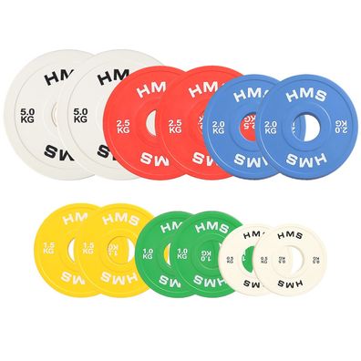 Hantelscheiben HMS CBRS10 Olympia 2 x 1 kg Stahl Gummi 51 mm Bohrung