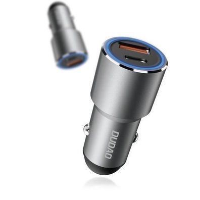 Dudao Auto-Ladegerät USB/USB Typ C, Power Delivery & Quick Charge 22,5 W, Grau (