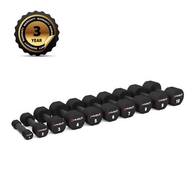 Kurzhantel Set HMS HPT05 2 x 5 kg TPU Polyurethan beschichtet schwarz
