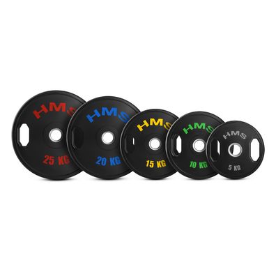 Hantelscheiben HMS TOG25 gummiert 2 x 25 kg Olympia 51 mm Aufnahme mit Griffen