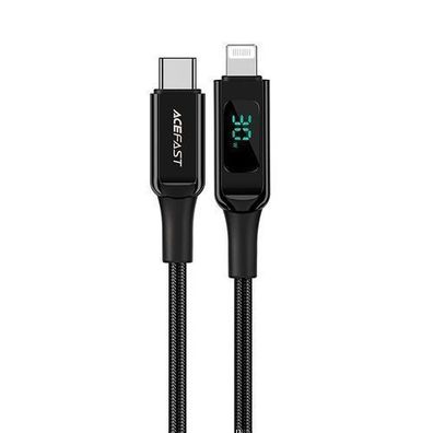 Acefast MFI USB-C auf Lightning Kabel 1,2m, 30W, 3A Schwarz (C6-01 Black)