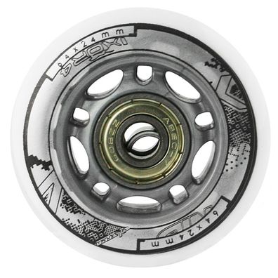 Inline-Skate Rollen NILS Extreme IXOR4 64x24 mm 82A weiß, 4 Stück + 8 ABEC-7 Lager