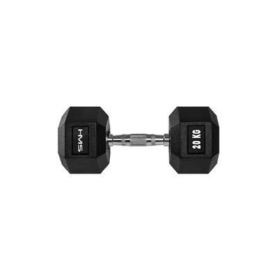 Kurzhantel HMS HEX PRO 20 kg Sechskant gummiert Stahl gerändelter Griff