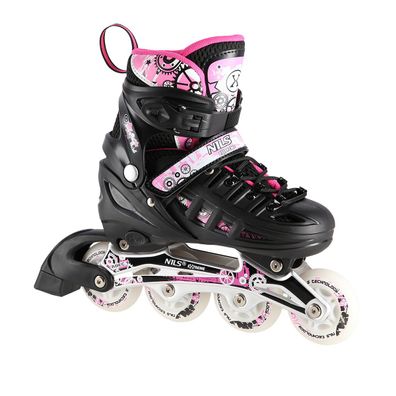 Inlineskates NILS Extreme NH10905 4-in-1 LED Gr. L 39-42 verstellbar schwarz/pink