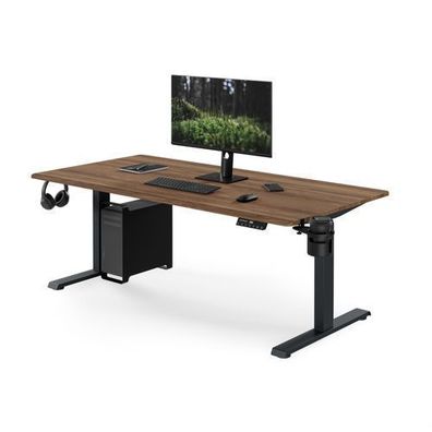 Ergonomischer, höhenverstellbarer Schreibtisch, anthrazit/Nussbaum: 160 x 80 cm: ARIA