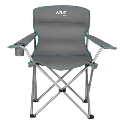 Campingstuhl NILS CAMP NC3079 klappbar mit Becherhalter, bis 130 kg, grau/grün