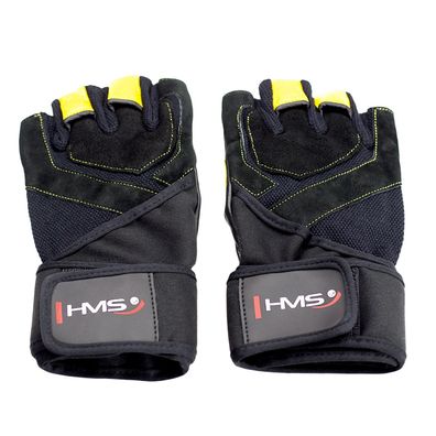 Trainingshandschuhe HMS RST01 Größe XXL, Leder, schwarz-gelb, Handgelenkstütze