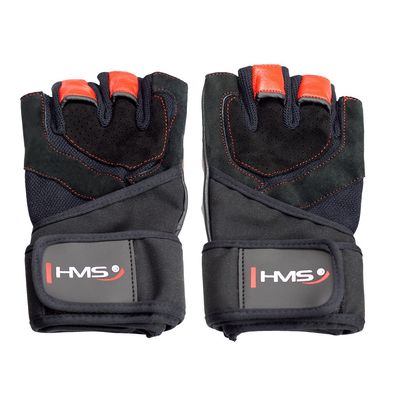 Trainingshandschuhe HMS RST01 Größe XXL, schwarz/rot, Leder mit Handgelenkstütze