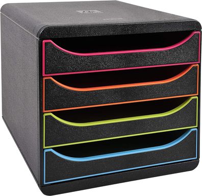 Exacompta 310914D Premium Ablagebox mit 4 Schubladen für DIN A4+ Dokumente. Belastbar