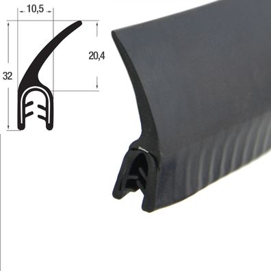 DF5 - EPDM Kantenschutz Dichtungs Fahnen Profil Gummi Dichtung - Klemmbereich 2-4 mm