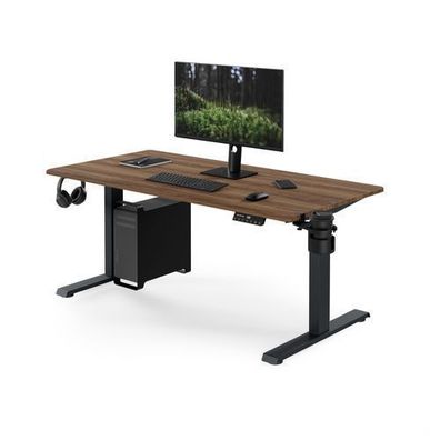 Ergonomischer, höhenverstellbarer Schreibtisch, anthrazit/Nussbaum: 140 x 70 cm: ARIA