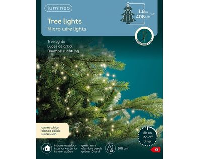 Micro LED Baumbeleuchtung L.180cm 408L grün/warmes weiss