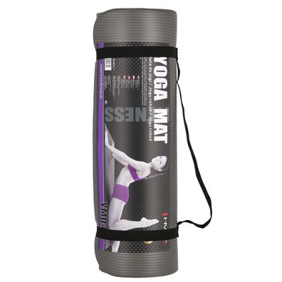 Yogamatte HMS YM04 NBR 183 x 61 cm 15 mm dick grau mit Tragegurt