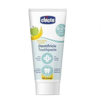 Chicco Kinderzahnpasta mit Apfel-Banane-Geschmack fuer Babys 6-24 Monate, 50 ml