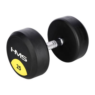Kurzhantel HMS HG PRO 25 kg, gummiert, Griff aus Chromstahl gerändelt