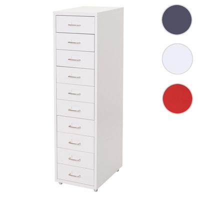 Rollcontainer Boston T851, Schubladenschrank Stahlschrank, 110x28x41cm 10 Schubladen