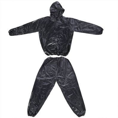 Saunaanzug HMS DSS12 2-teilig Jacke mit Kapuze und Hose PVC schwarz Einheitsgröße