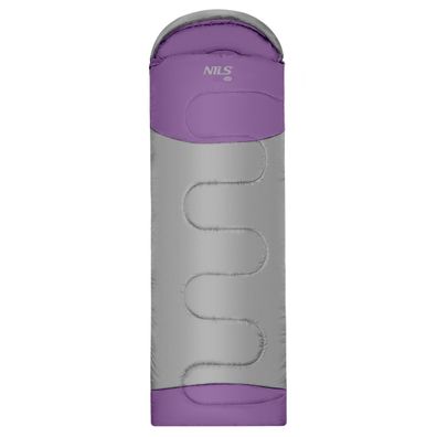 Deckenschlafsack NILS CAMP NC2008 Größe M grau violett 175 + 30 cm Komfort 0-12 Grad