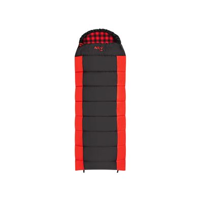 Schlafsack NILS CAMP NC2003 mit Kapuze 190 + 30 cm Komfort -10 bis 0 Grad schwarz rot
