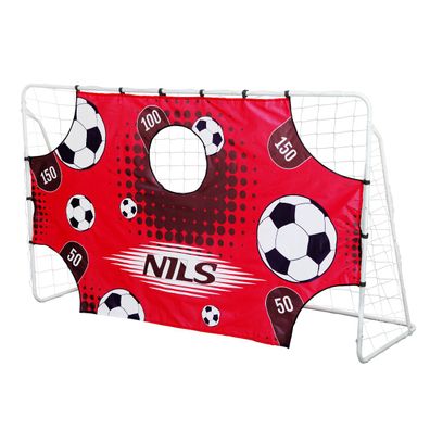 Fußballtor NILS BR240P 240x150 cm mit Torwand und Netz, Stahlrahmen weiß