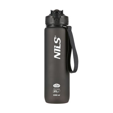 Trinkflasche Nils CAMP NCD68 Tritan 1000 ml BPA-frei schwarz mit Trageschlaufe