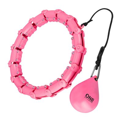Hula Hoop Reifen One Fitness OHA02 verstellbar 60-118 cm mit Massagenoppen, Pink