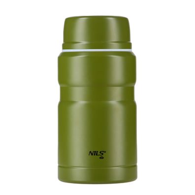 Thermobehälter NILS CAMP NCT02 750 ml Edelstahl mit klappbarem Löffel grün