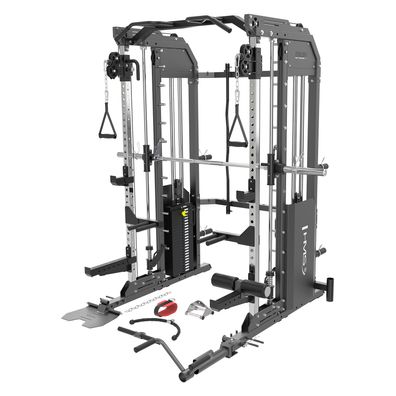 Kraftstation HMS Cyklop 4 mit Smith Maschine 2x 120 kg Gewichtsblock Semi Commercial