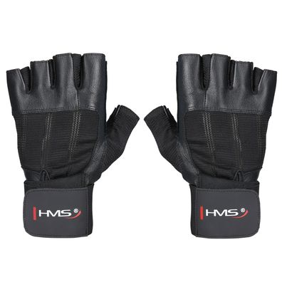 Trainingshandschuhe HMS RST04 Gr. S Leder schwarz mit breitem Handgelenkbund