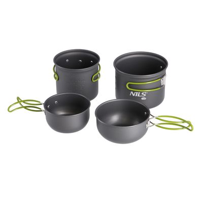 Campinggeschirr Set NILS CAMP NC1767 XL 4-teilig Aluminium mit Tragetasche