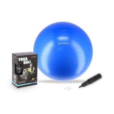Gymnastikball HMS YB01N 55 cm blau mit Luftpumpe rutschfest bis 100 kg