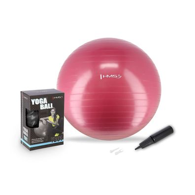 Gymnastikball HMS YB01N 65 cm Pflaume mit Luftpumpe rutschfest