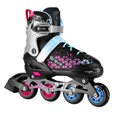 Inlineskates NILS Extreme BRAVE 2in1 Gr. S 29-33 verstellbar mit Hockeykufe Pink