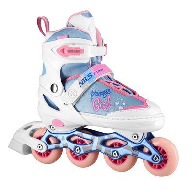 Inline-Skates NILS Extreme Princess Girl Gr. 31-34 verstellbar Weiß/Blau/Rosa