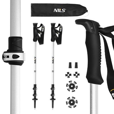 Trekkingstöcke NILS TK8602 Aluminium 3-teilig 65-135 cm verstellbar mit Tasche