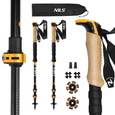 Trekkingstöcke NILS TK8605 Aluminium 7075 3-teilig 65-135 cm Korkgriff