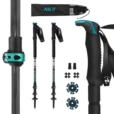 Trekkingstöcke NILS Carbon Lite TK8607 3-teilig 65-135 cm 2 Stück