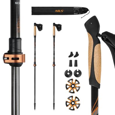 Nordic Walking Stöcke NILS NW8613 Carbon verstellbar 93-125 cm mit Korkgriff