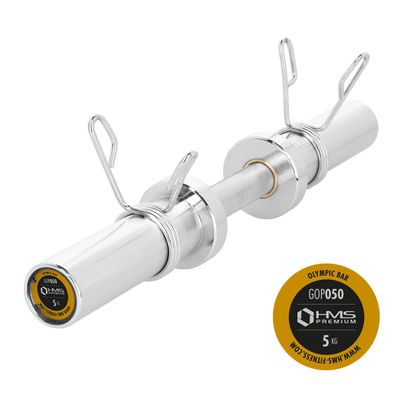 Kurzhantelstange HMS GOP050 Olympia 50 mm 5 kg 50 cm mit 2 Federklemmen Stahl