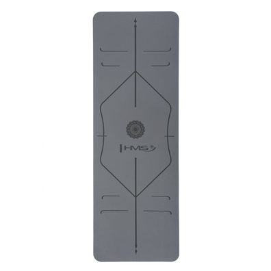 Yogamatte HMS YM10 TPE rutschfest 182 x 61 x 0,8 cm grau mit Tragegurt