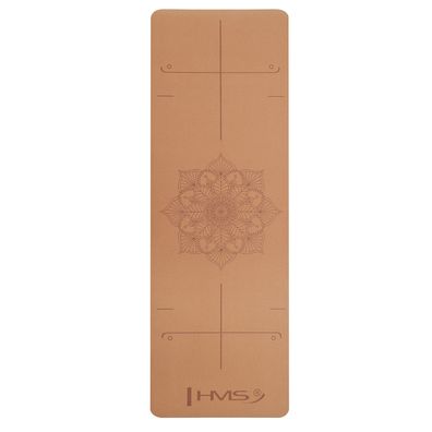 Yogamatte HMS YM11 TPE Kork 182x61x0,6 cm rutschfest mit Tragegurt und Tasche