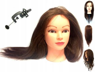 Kopf Damen Friseur Übungskopf 65cm Echthaar mit Halterung