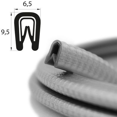 KS1-2SG Kantenschutzprofil Silbergrau Klemmbereich 1-2 mm Maße 9,5x6,5 mm