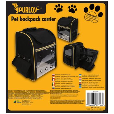 Tragerucksack Purlov 23185 für Katze Hund mit Terrasse 35x41,5x28 cm bis 7 kg