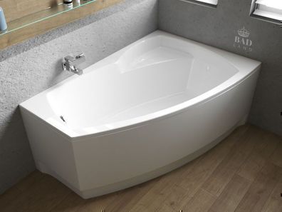 Badewanne Eckwanne Acryl FRIDA 140x90 Rechts Weiß AcrylSchürze | Ablauf & Füße GRATIS