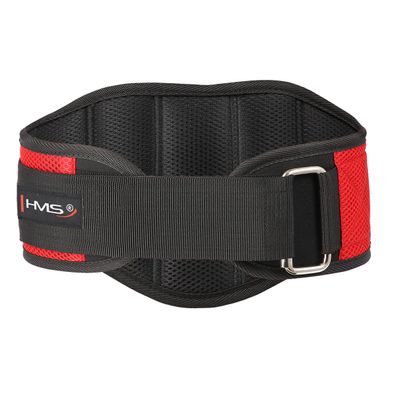 Gewichthebergürtel HMS PA3449 Größe S Nylon EVA Stahlschnalle schwarz rot