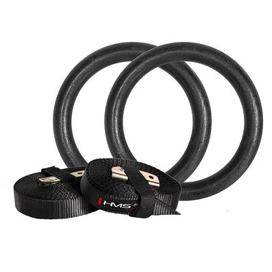 Gymnastikringe HMS TX05 Set 2 Stück mit Textilbändern 230 mm bis 200 kg